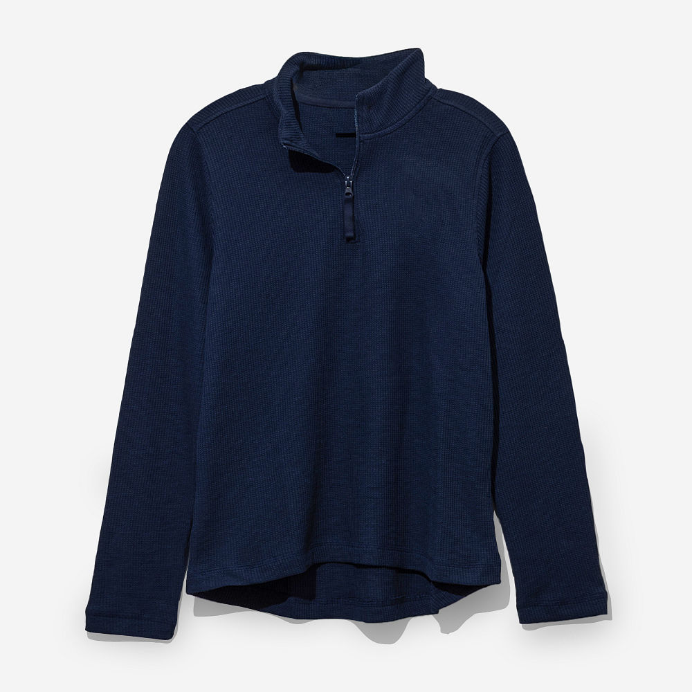 Monogrammed Lightweight Waffle Quarter Zip Pullover | Navy