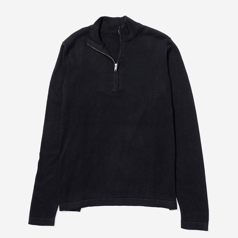 Monogrammed Knit Quarter Zip Pullover | Black