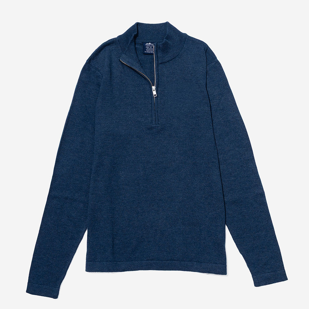 Monogrammed Knit Quarter Zip Pullover | Heathered Navy