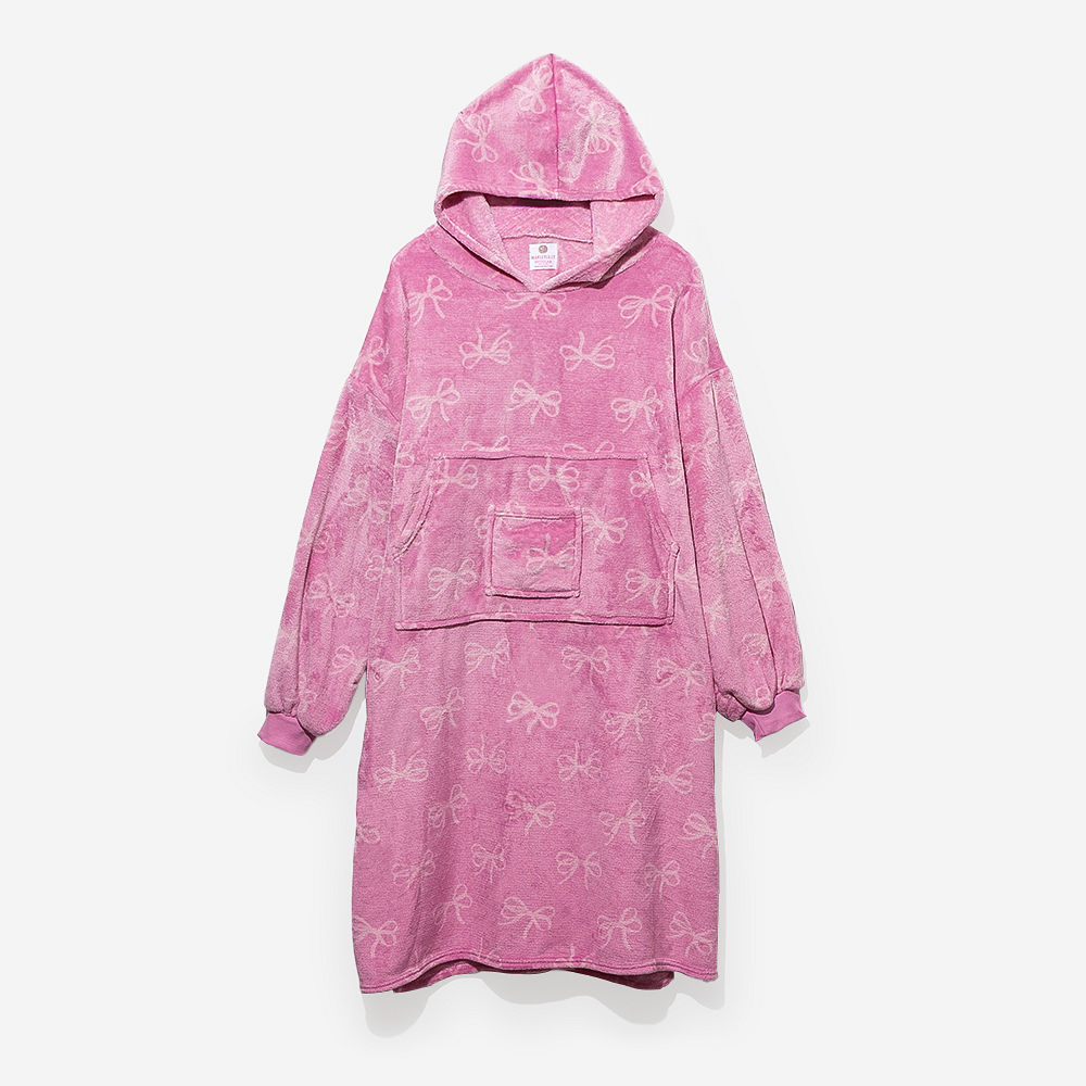 back of pink bows xl blanket hoodie
