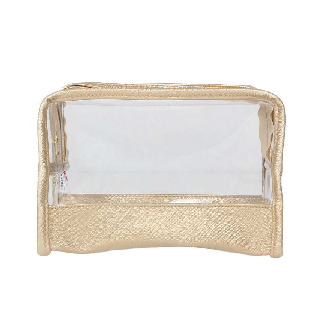 clear monogrammed bag set with gold