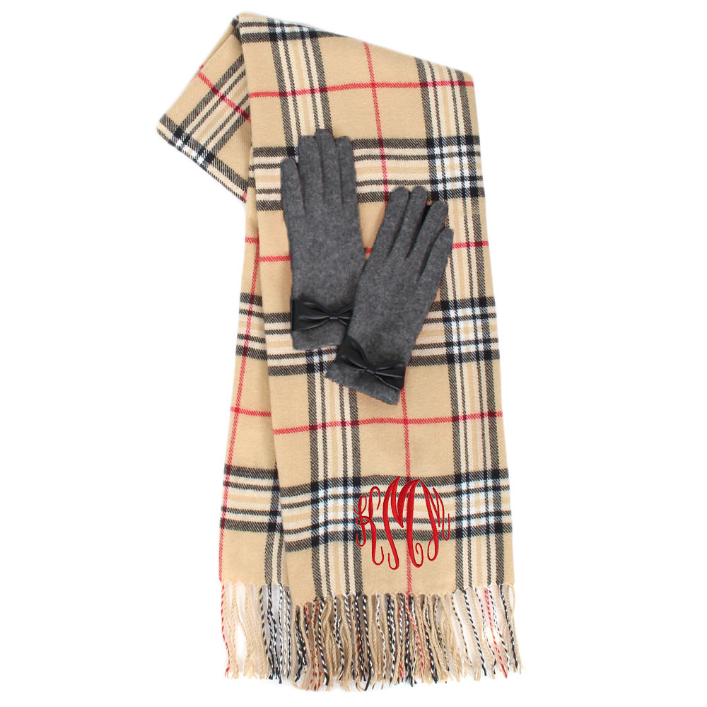Monogrammed Scarf and Gloves Set