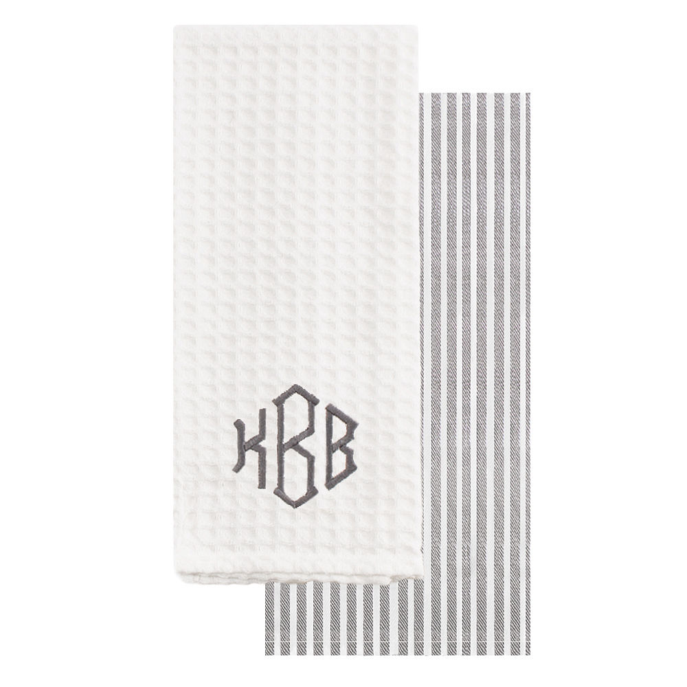 XHn Monogrammed Dish Towel In Grey 