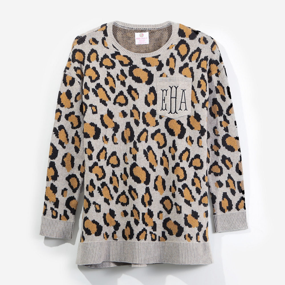 Ladies Personalized Leopard Sweaters - Marleylilly