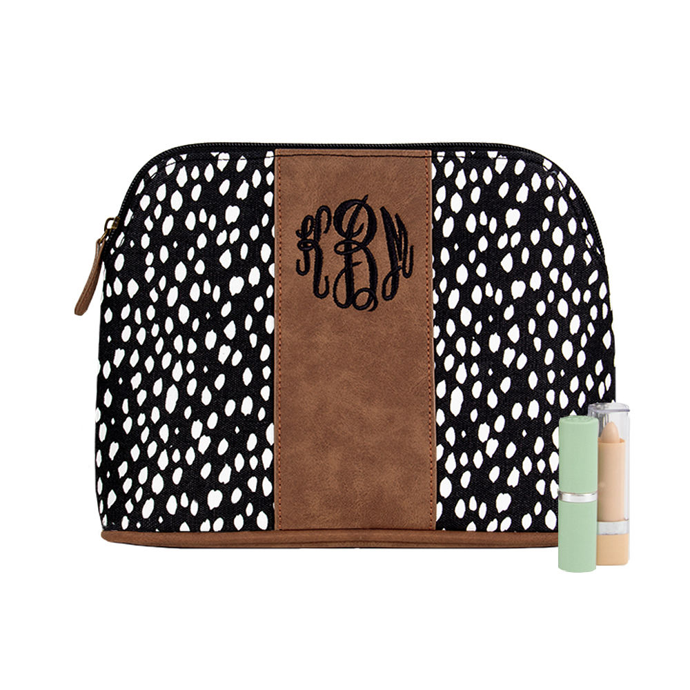 Monogrammed White Dot Cosmetic Case - Marleylilly