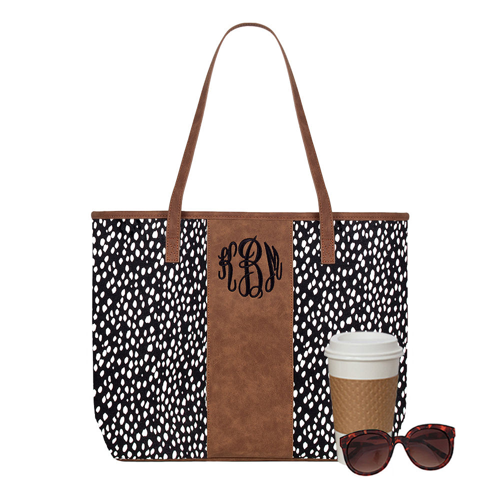 Personalized White Dot Tote Bag - Marleylilly