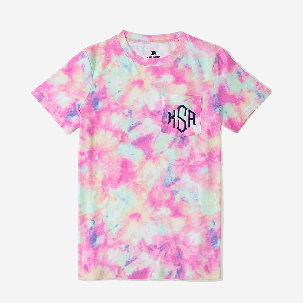 Personalized Rainbow Tie Dye Pocket Tee