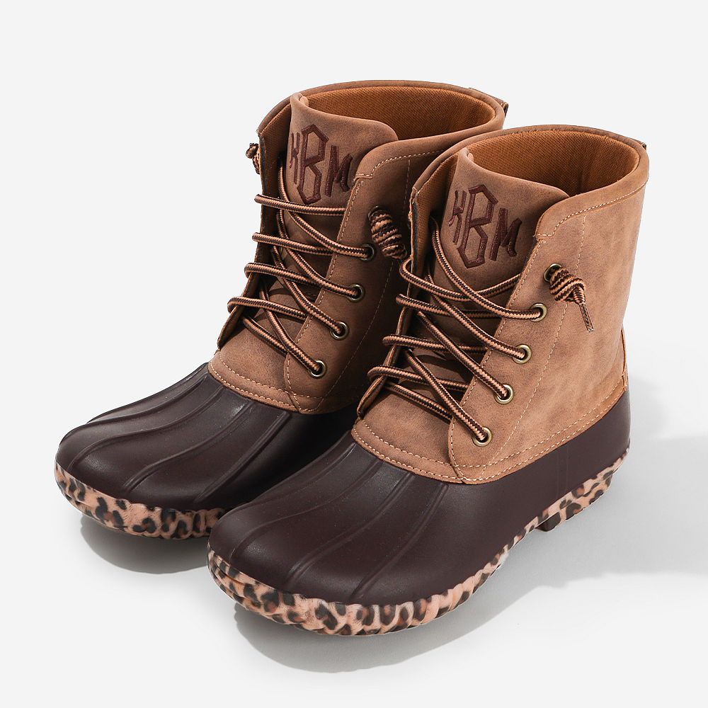 printed duck boots