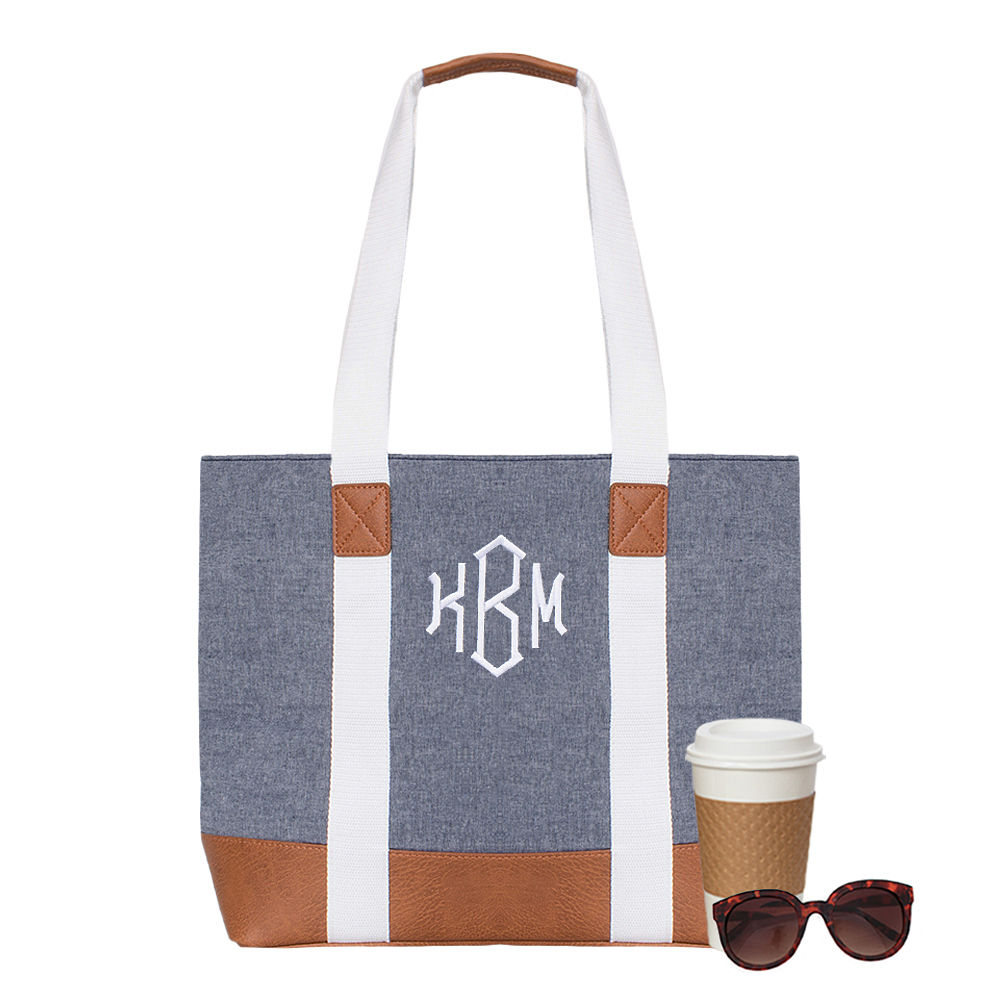 Personalized Chambray Tote Bag
