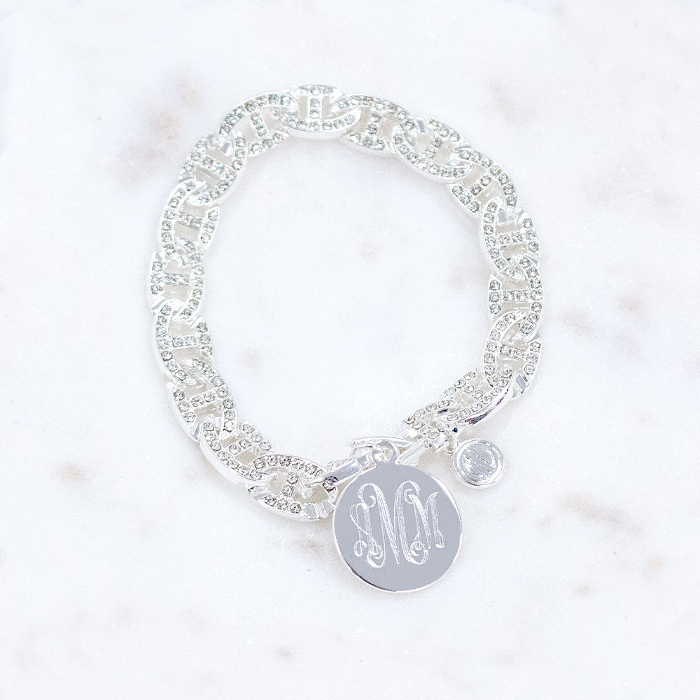 Personalized Chain Link Pave Bracelet Marleylilly