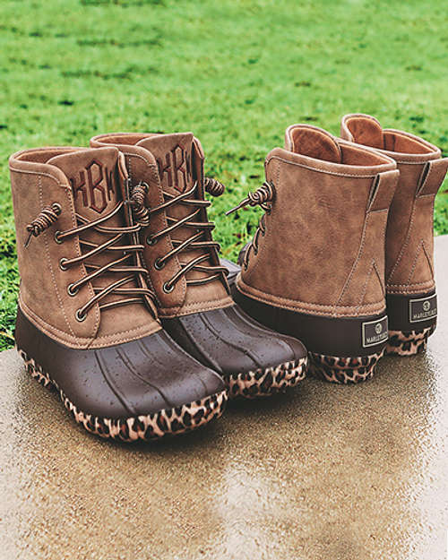 patterned duck boots