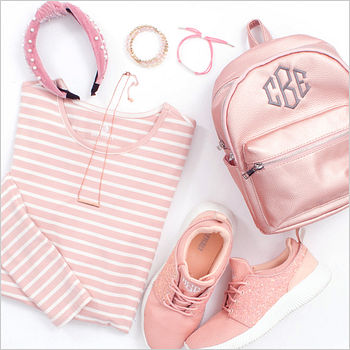 Blush Babe pink monogram clothing and accessories