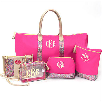 monogrammed confetti collection pink bags with monograms