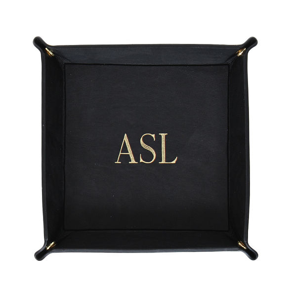 monogrammed valet tray in black