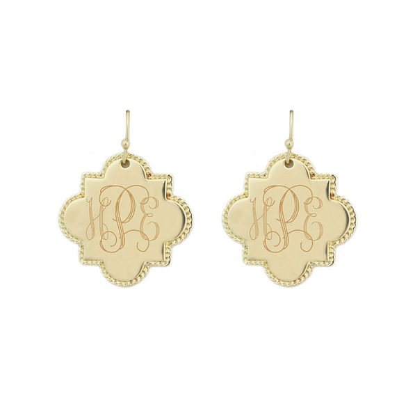 Monogrammed Quatrefoil Earrings