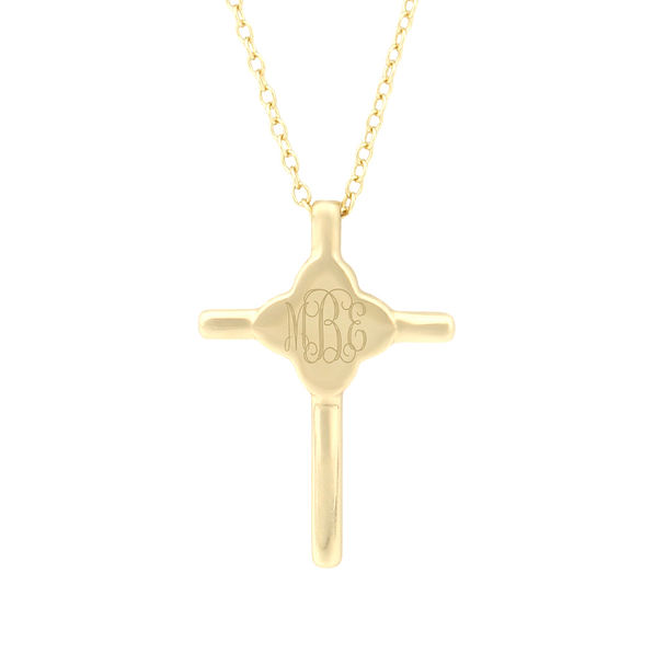 Monogrammed Gold Plated Cross Necklace