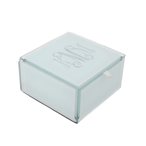 monogrammed white engraved small jewelry box