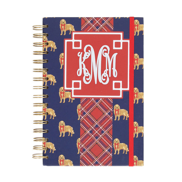 holiday golden retriever monogrammed notebook