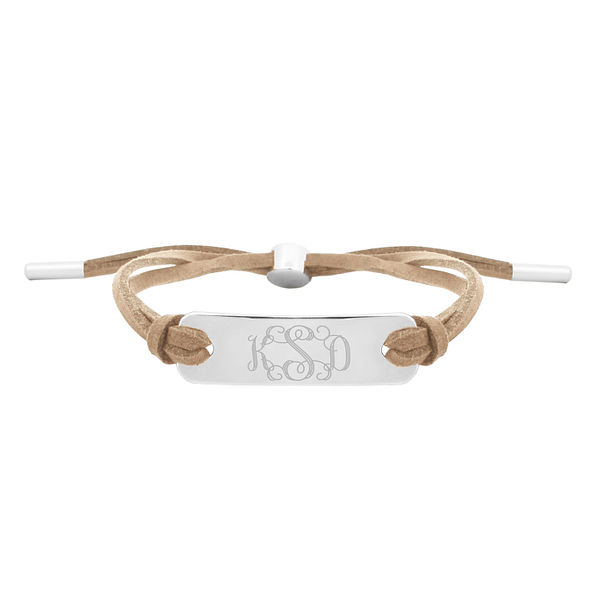 Monogrammed Suede Bracelet in Taupe Monogrammed Suede Bracelet in Taupe