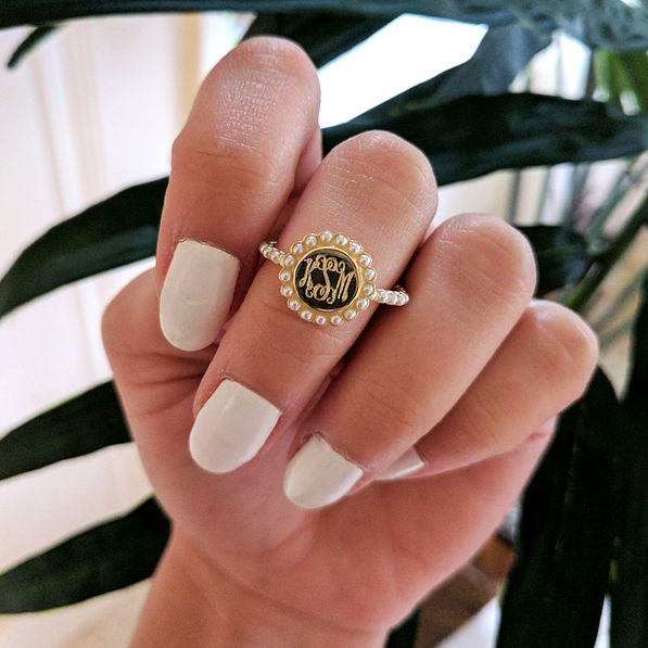 women's round gold personalized gold ring