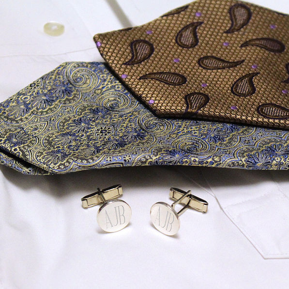 Stainless Steel Cuff Links with Pattern Ties