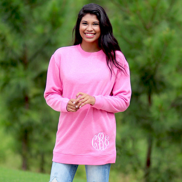 Monogrammed Sweatshirt Tunic in pink