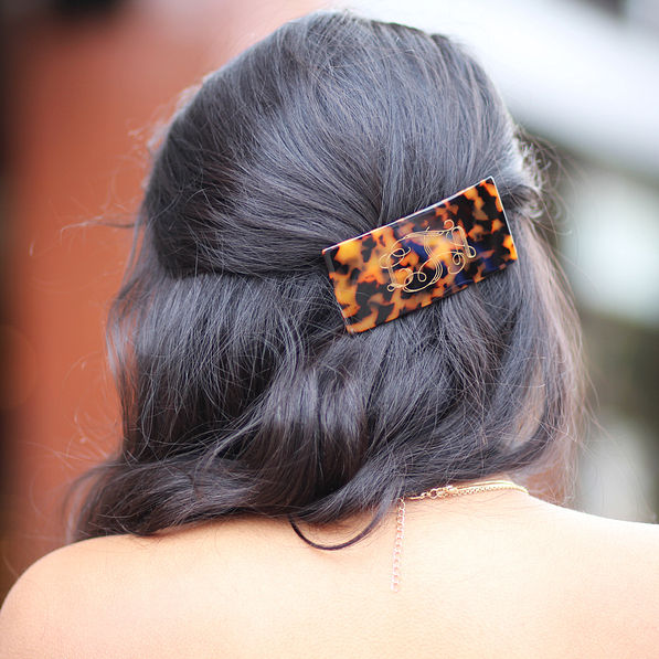 personalized hair clip for half up half down hair style