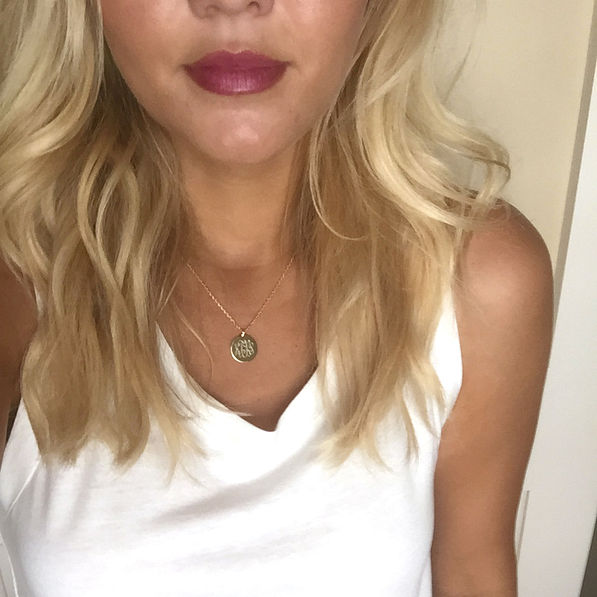 Girl wearing Personalized Disc Necklace