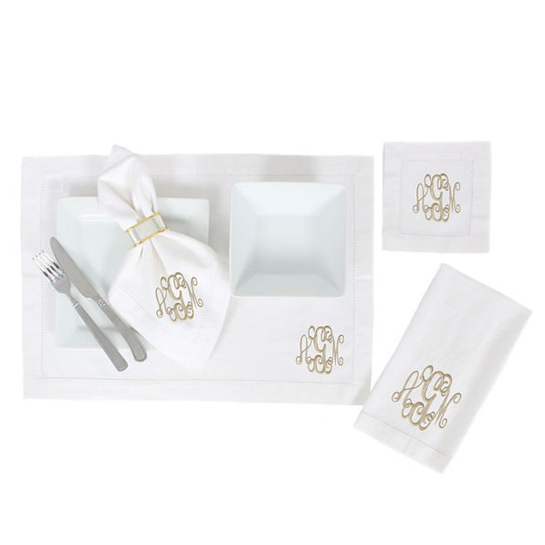 Personalized monogrammed coaster set in white