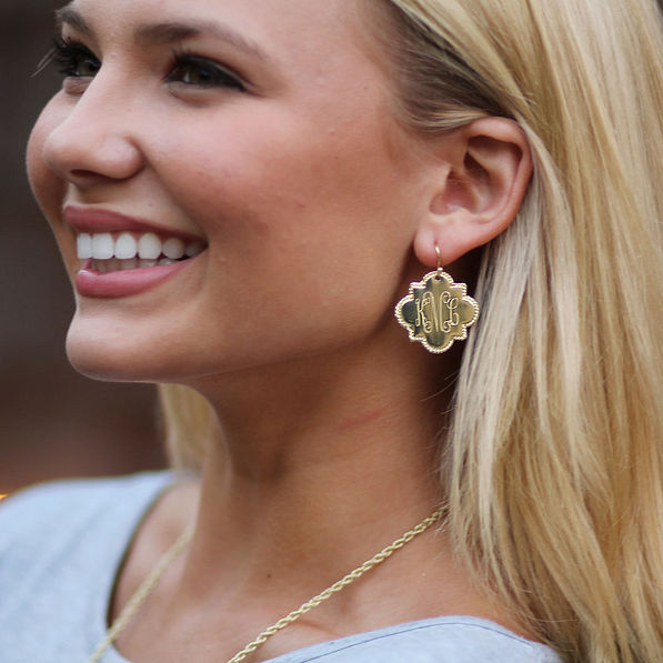 Monogrammed Quatrefoil Earrings