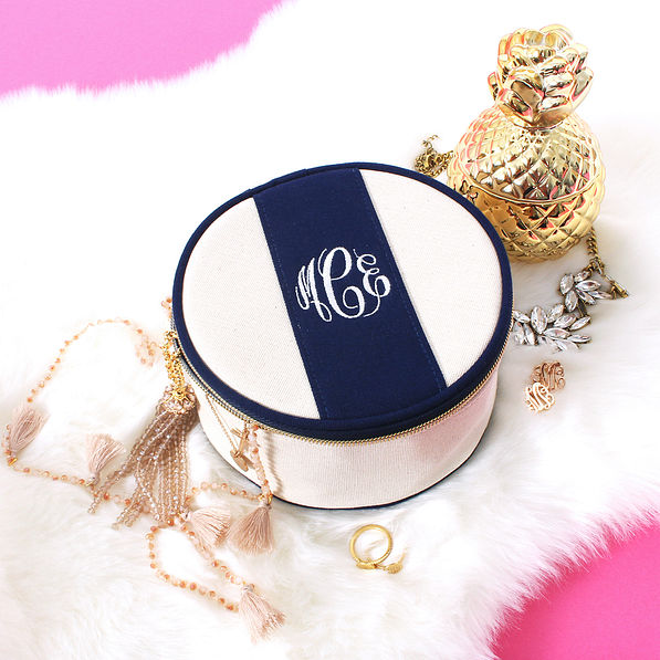 Jewelry with the Navy Embroidered Essential Jewelry Case