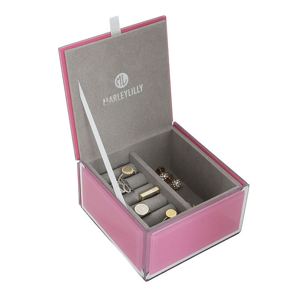 custom small pink jewelry box ring slots