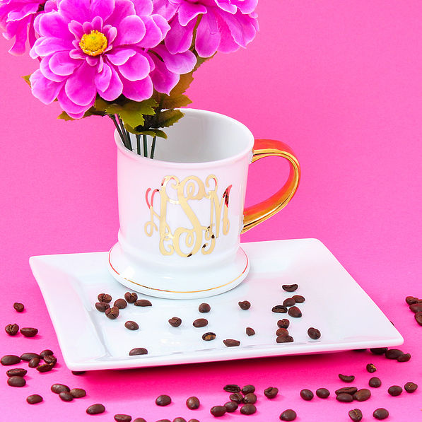 Monogrammed Coffee Mug with flowers