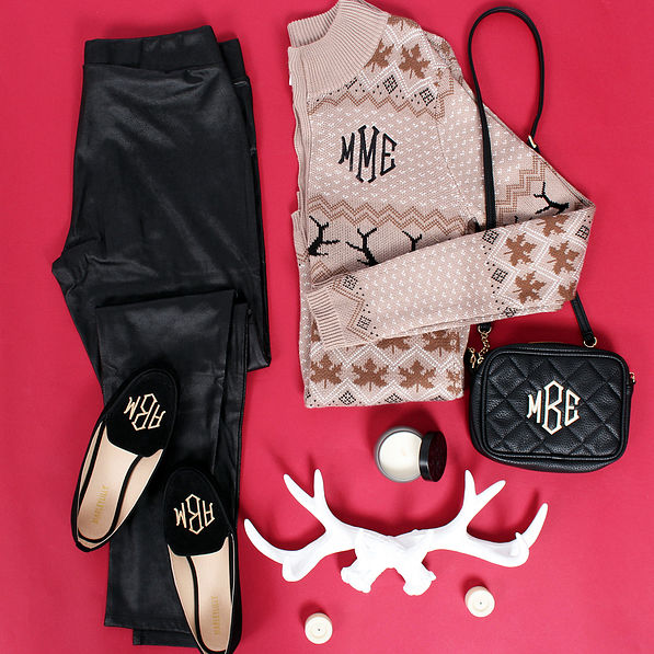 knit sweater with monogram intials