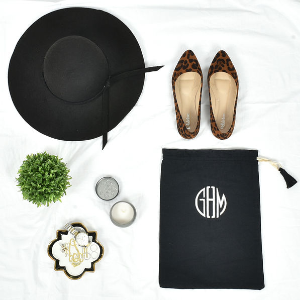 black shoe bag for leopard print flats