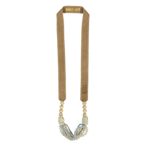 Monogrammed Suede Strap Necklace