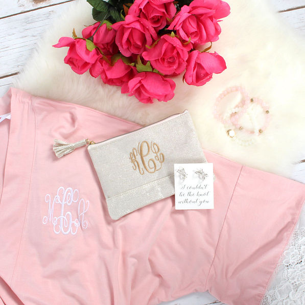 Monogrammed Bridesmaid Gift Set with wedding accessories