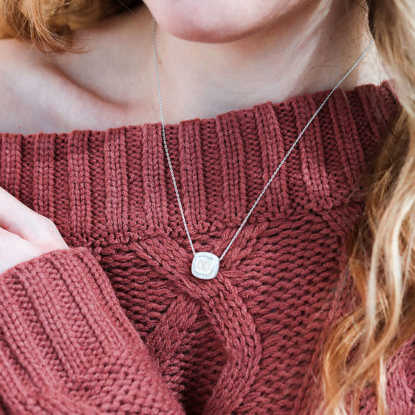 Elegant Silver Sparkly Monogrammed Neckkace