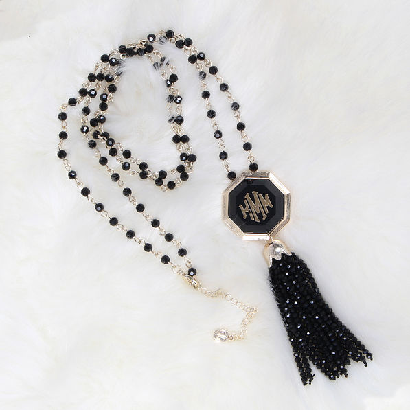 Monogrammed Tassel Pendant Necklace