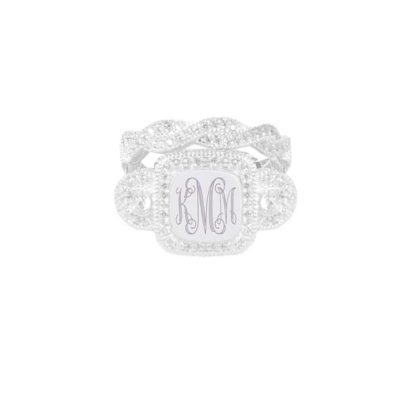 Monogrammed Cushion Ring Stack