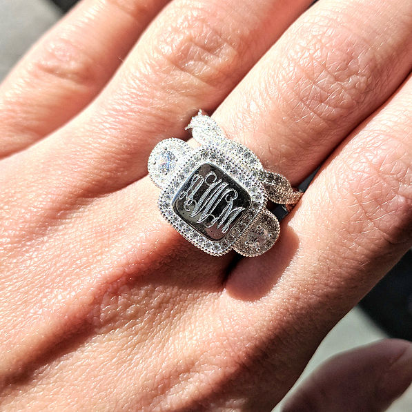 Monogrammed Cushion Ring Stack