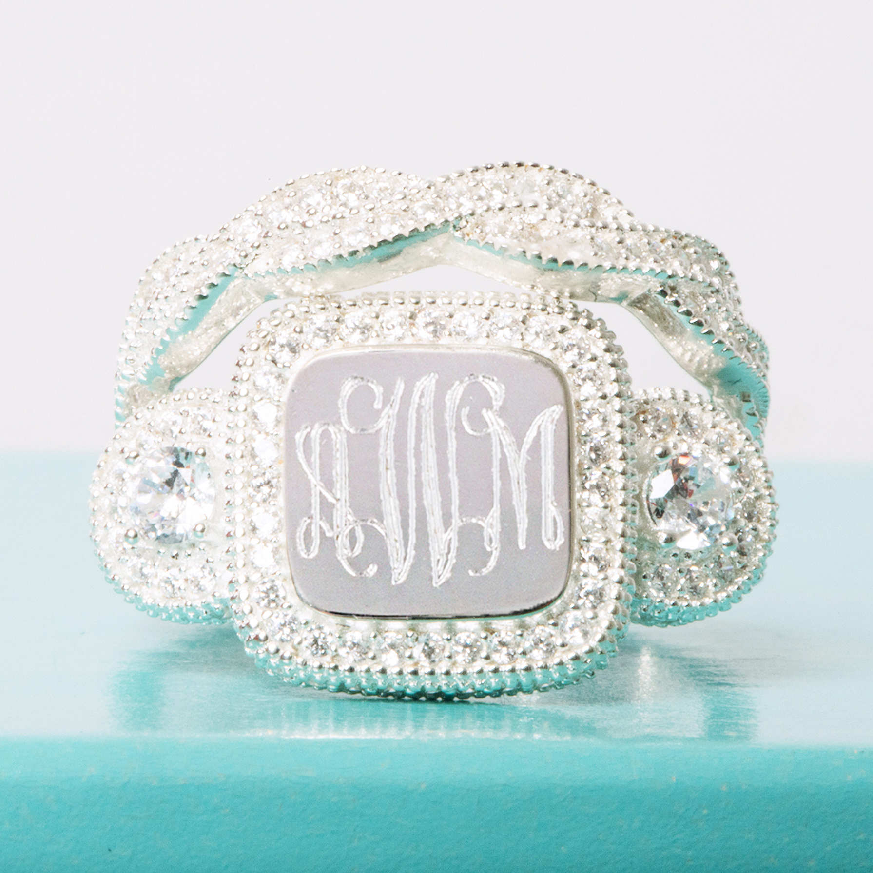 Monogrammed Cushion Ring Stack