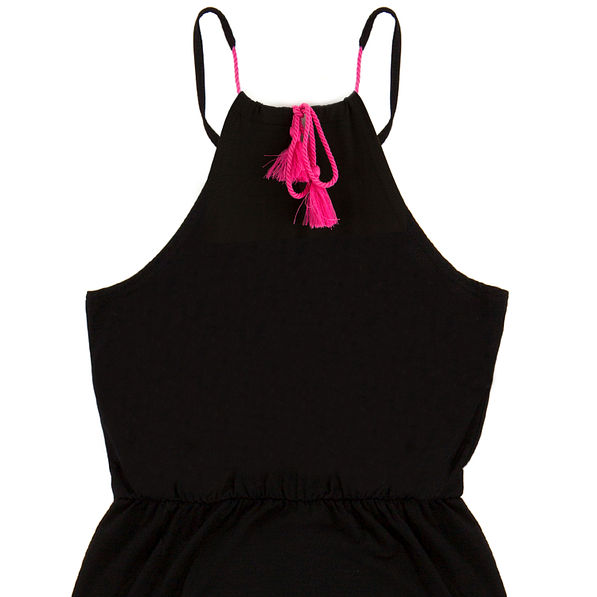 back halter tie of monogrammed mexicali maxi dress