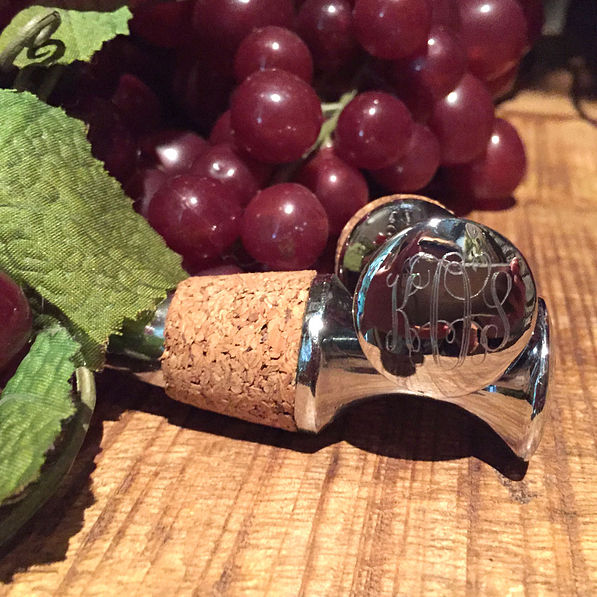 engrave silver cork wine bottle stopper