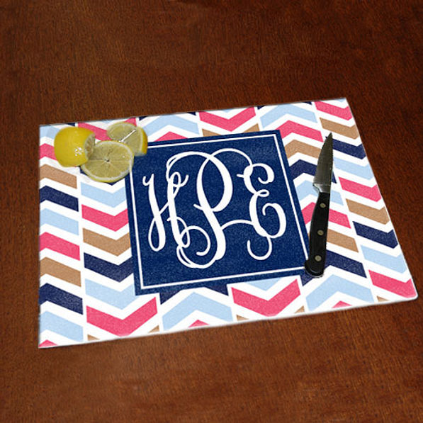 Monogrammed Large Glass Cutting Board
