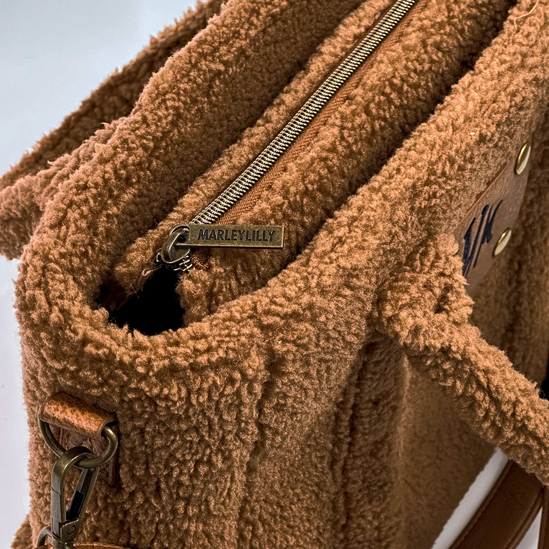 Sherpa Trim Suede Crossbody Bag main image 1