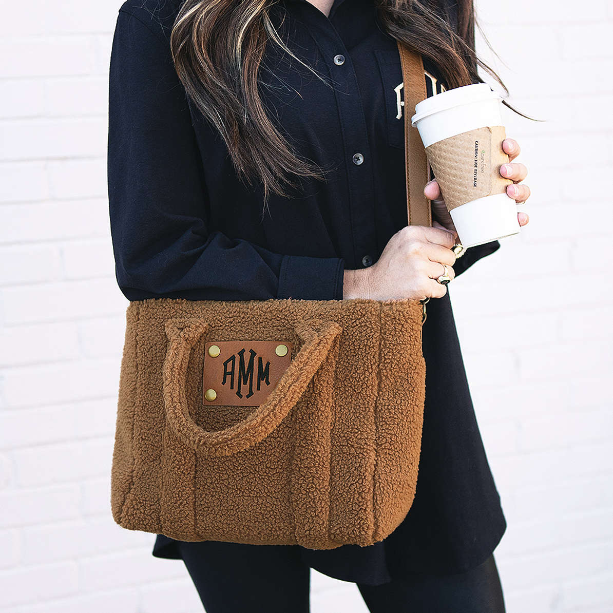 Sherpa Trim Suede Crossbody Bag main image 0