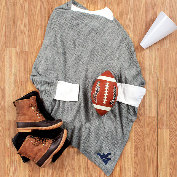 west virginia poncho flatlay - heathered gray