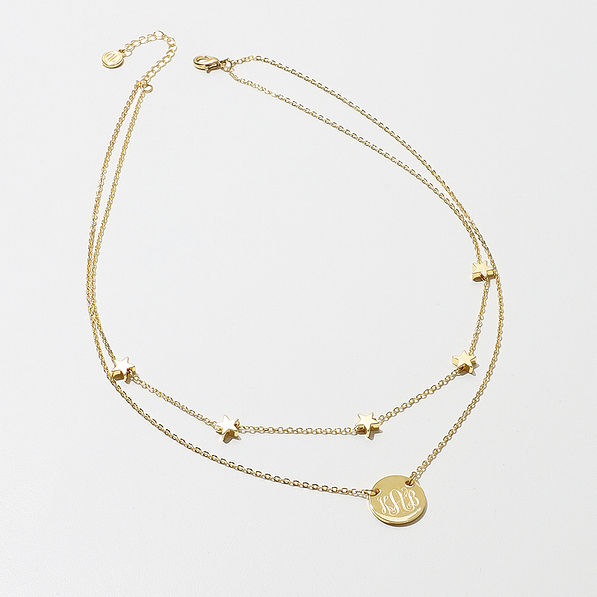 monogrammed star necklace in gold