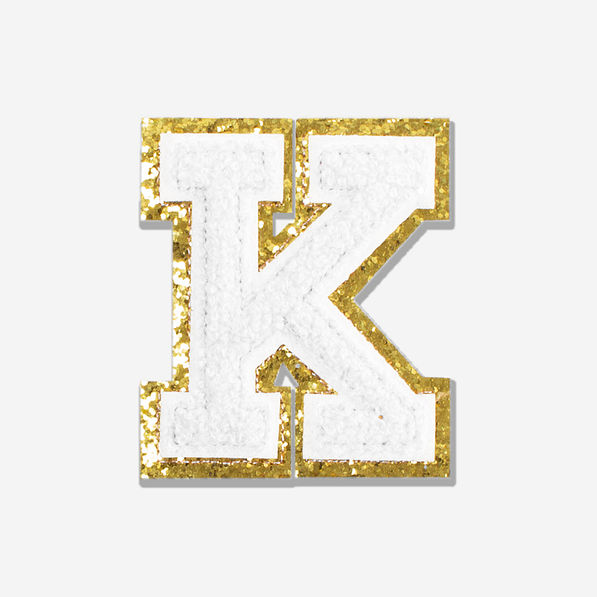 DIY Patch Chenille Large Letter in White K